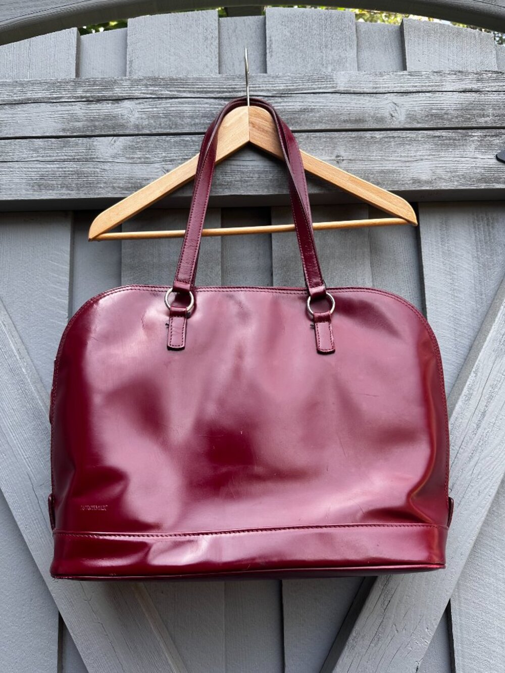 Korchmar Burgundy Top Grain Leather 15" Laptop Work Tote Business Bag Zip Should